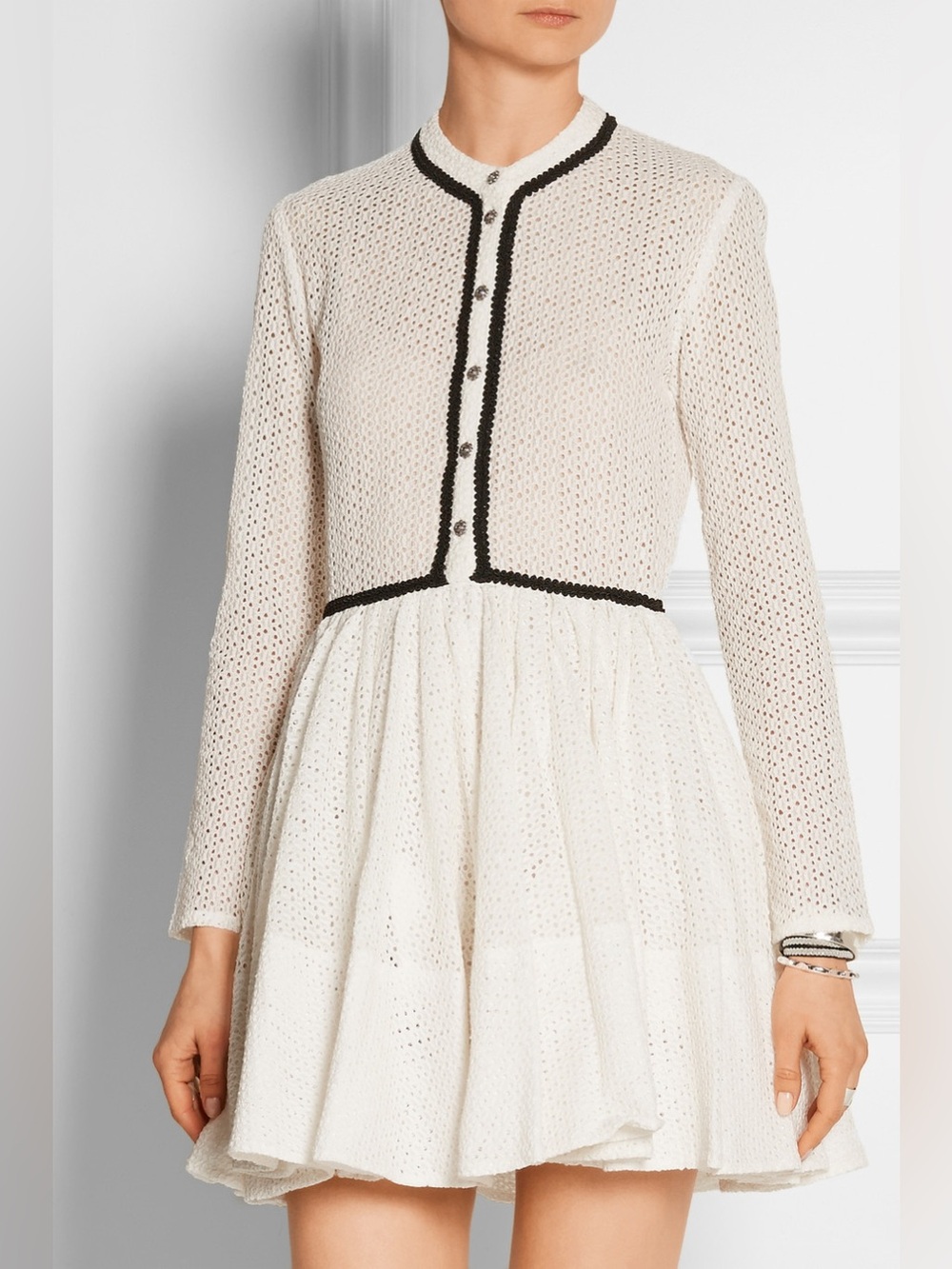 Maje Rayane White Lace Button Down Dress